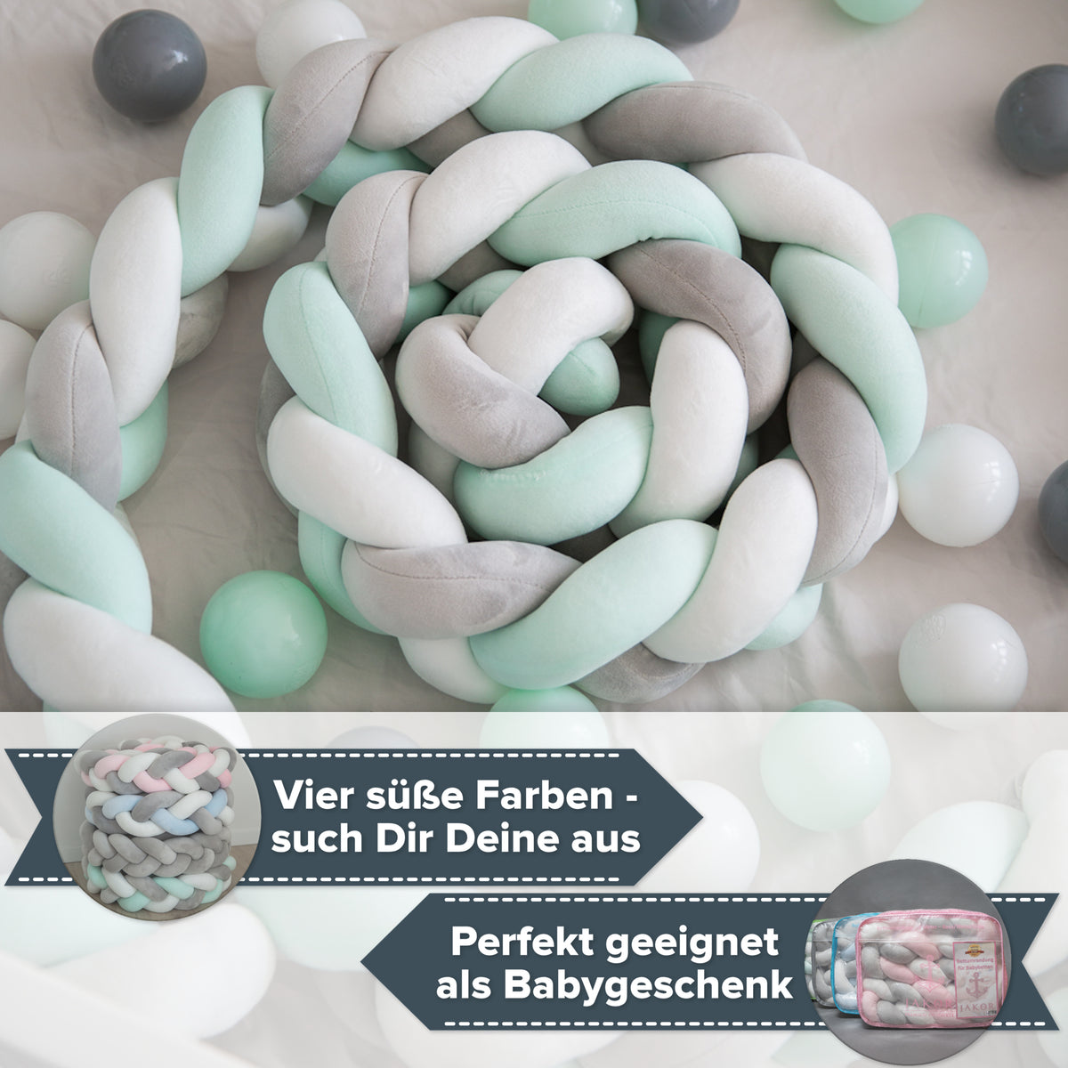 Bettumrandung Babybett montiert, Baby schläft sicher