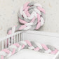 Baby Bettumrandung geflochten in Rosa fürs Gitterbett