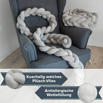 JAKOR® Yoki | Bettschlange geflochten | geprüfte OEKO TEX® Qualität | inkl. Wäschenetz & Tasche | perfekt zum Verschenken