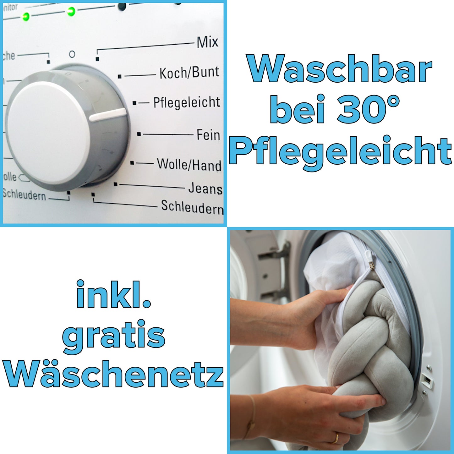 JAKOR® Yoki | Bettschlange geflochten | geprüfte OEKO TEX® Qualität | inkl. Wäschenetz & Tasche | perfekt zum Verschenken